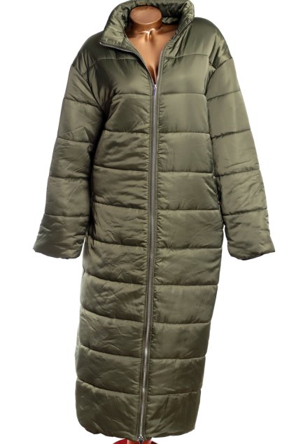 Dámský khaki dlouhý zimní kabát / BooHoo / XXXL (50/52+) / UK 22 / ANGLIE