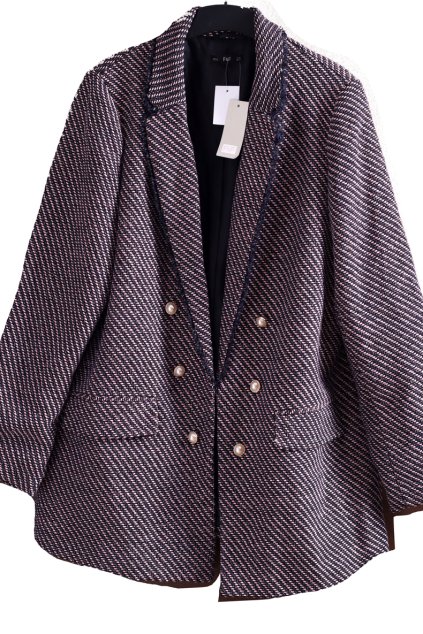 Dámské modro-růžové třpytivé kvalitní sako/ F & F / XXXL (50) / UK 22/ ANGLIE