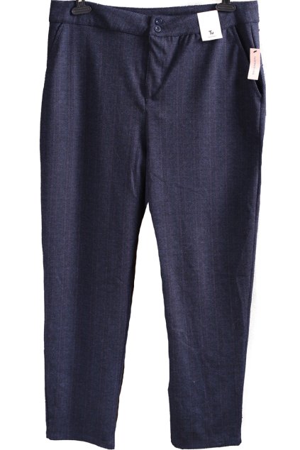 Dámské zimní kvalitní tmavě modré kalhoty s černo-červenými vzory/ TU / XXXL (48) / UK 20 / ANGLIE