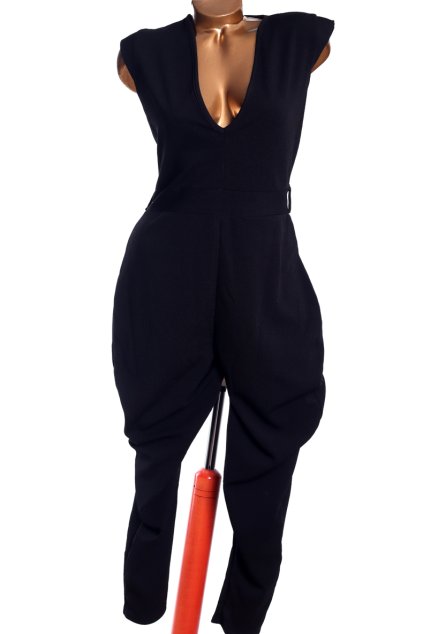 Dámský černý overal / BOOHOO / XXXL (48) / UK 20 / ANGLIE