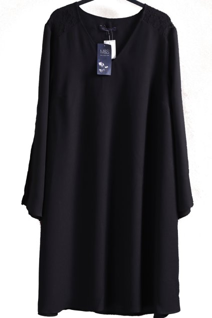 Dámké černé šaty s krajkou  na ramenou PC 1400,- / Marks & Spencer / XXXXL (48/50) / UK 20 / ANGLIE