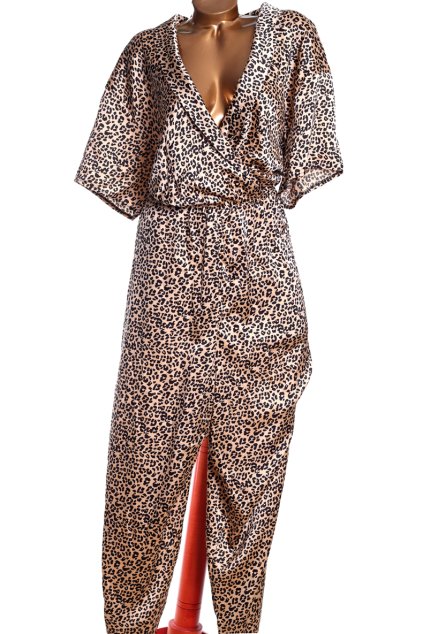 Dámský béžovo-černý overal s leopardím vzorem / NEW LOOK / XXXXL (54) / UK 26 / ANGLIE