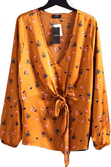 Dámská hořčicová halenka s květy / PAPYA / XXL (48) / UK 20 /  ANGLIE