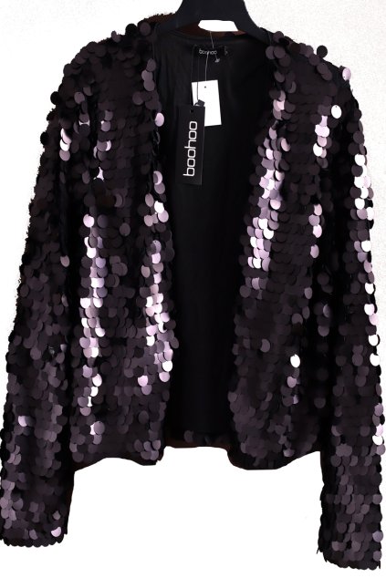 Dámský černý přehoz s flitry / BOOHOO  / XXL (46/48) / UK 18 /  ANGLIE