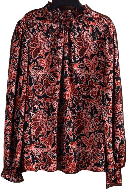 Dámská černá halenka s hnědými květy /  George / XXXXL (46/48) / UK 18 / ANGLIE