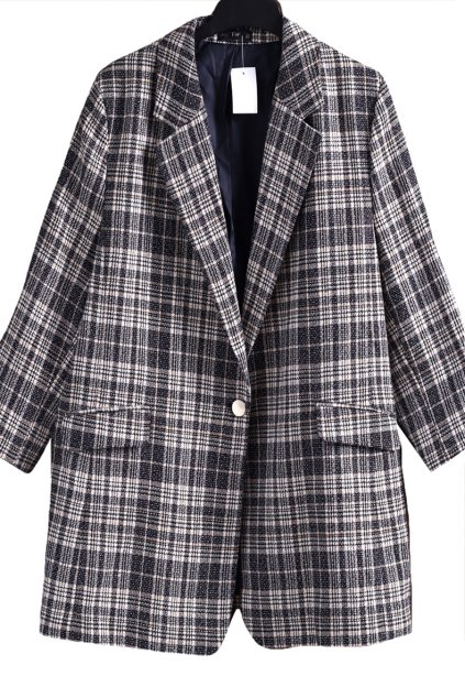 Dámské černo-bílé-hnědé kostkované zimní sako  / f&f / XXXL (50) / UK 22 / ANGLIE