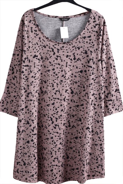 Dámské zimní hnědé šaty s puntíky / EVANS /  XXXXL (50/52) / UK 22/24 / ANGLIE