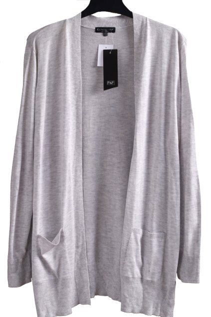 Dámský šedý svetříkový kardigan /  f&f/ XXL (46/48) / UK 18 / ANGLIE