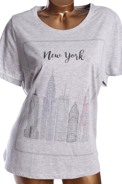 Dámské šedé triko s motivem NEW YORKU  / BONMARCHÉ / XXXL (46) / UK 18 / ANGLIE