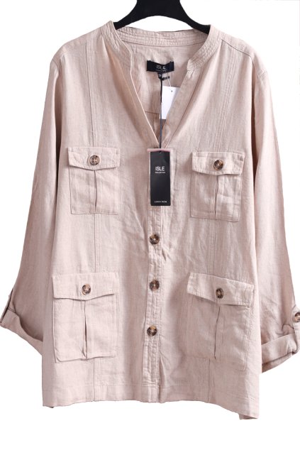 Dámská značková  béžová lněná halenka PC - 1100,-  / ISLE  / XXXL (48) / UK 20 / ANGLIE