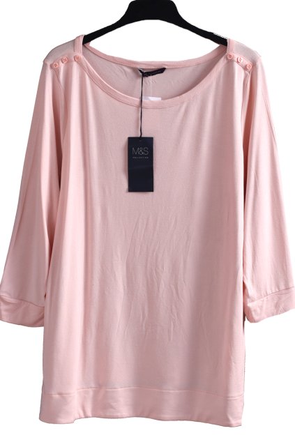 Dámské světle růžové triko s lodičkovým výstřihem / Marks & Spencer /  XXL (48/50) / UK 20 / ANGLIE