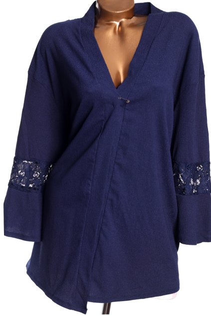 Dámský tmavě modrý přehoz s krajkou a bez zapínání / GEORGE  / XXXL (48/50) / UK 20/22/ ANGLIE