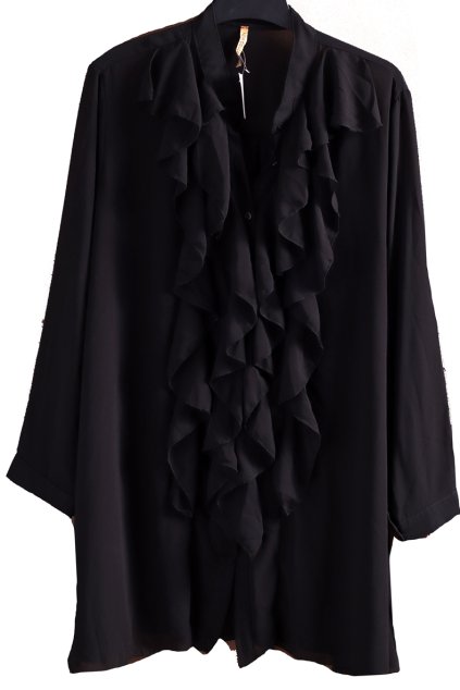 Dámská průsvitná černá halenka s volány  / NEW COLLECTION /  XXXXL (52/54) / UK 24 / ANGLIE