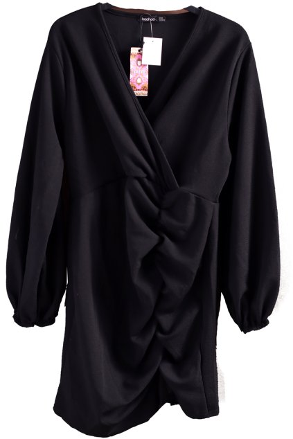 Dámské černé šaty s balonovými rukávy  /BOOHOO / XXXXL (48/50) / UK 20 / ANGLIE