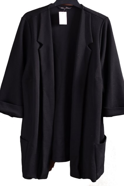 Dámské  žebrované černé sako / ANYA MADSEN  / XXXL (50) / UK 22 / ANGLIE