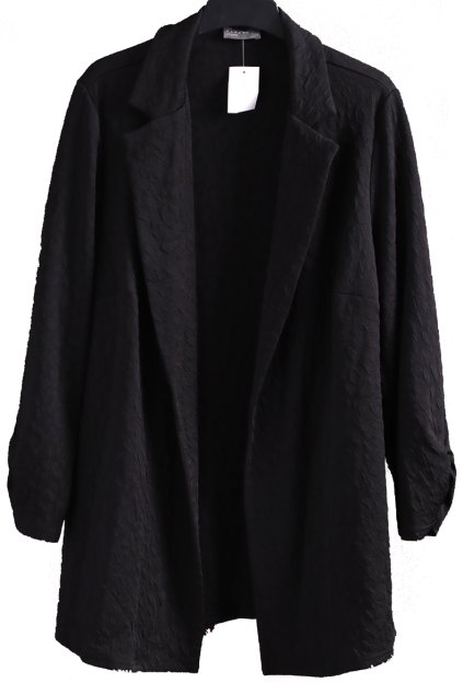 Dámské černé sako s květovou texturou / PAPAYA / XXXL (48) / UK 20 / ANGLIE