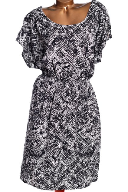 Dámské černo-bílé vzorované  šaty  / NEW LOOK / XXXXL (54) / UK 26/ ANGLIE
