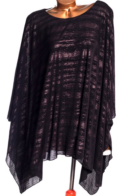 Dámská lesklá černo-hnědá pončová halenka / SALOOS/ XXXL (48/50) / UK 20 / ANGLIE
