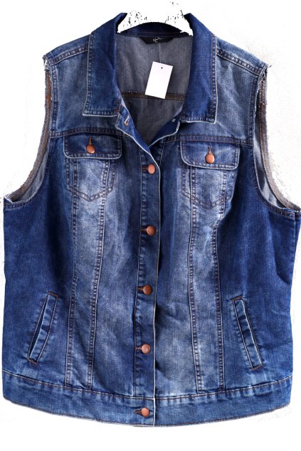 Dámská modrá džínová vesta / XXL (50) / UK 22  / ANGLIE