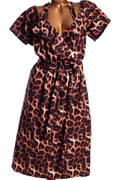 Dámské hnědo-černé zimní/podzimní  šaty s leopardím vzorem / BOOHOO /  XXXXL (52) / UK 24  / ANGLIE