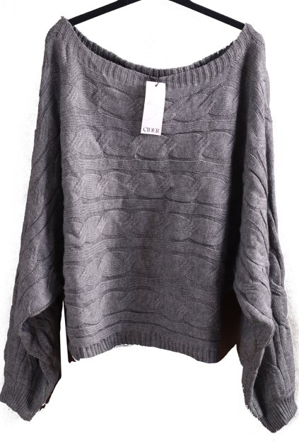 Dámký šedý pletený svetr / CIDER / XXXXL (48/50) /  UK 20/22 / ANGLIE