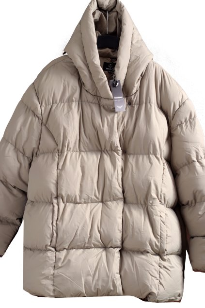 Dámská khaki zimní bunda s kapucí / THREADBARE / XXXXL (52) / UK 24 / ANGLIE