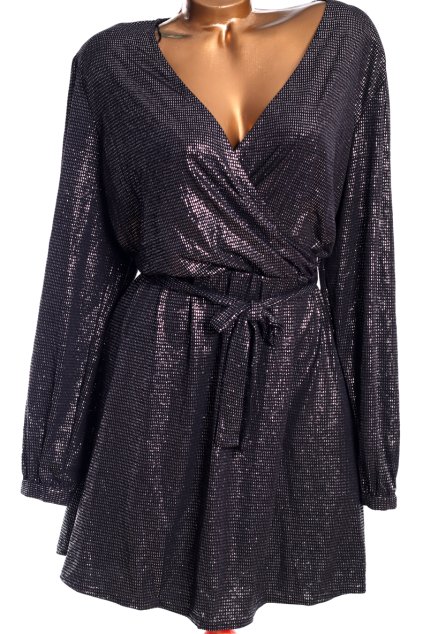 Dámské černé šaty s lesklými čtverečky / f&f / XXXL (50) / UK 22 / ANGLIE
