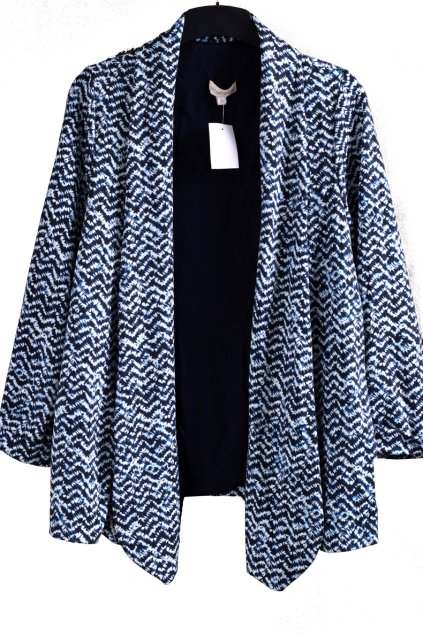 Dámské značkové černo-bílo-modré batikové  sako/  MONSOON / XXXL (48/50) /  UK 20/22 / ANGLIE