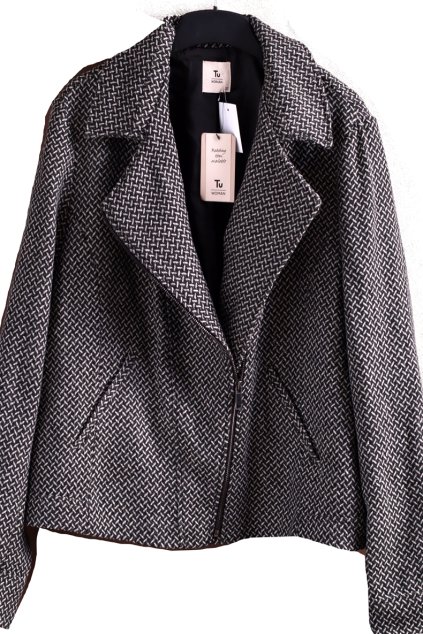 Dámská černo-bílá  vzorovaný kabátek - křivák /  TU / XXXL (48/50) / UK 22/ ANGLIE