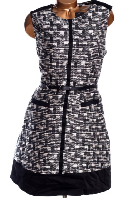 Dámské černo-bílé podzimní  šaty se zlatou nitkou / NEXT / XXL (46) / UK 18 /  ANGLIE