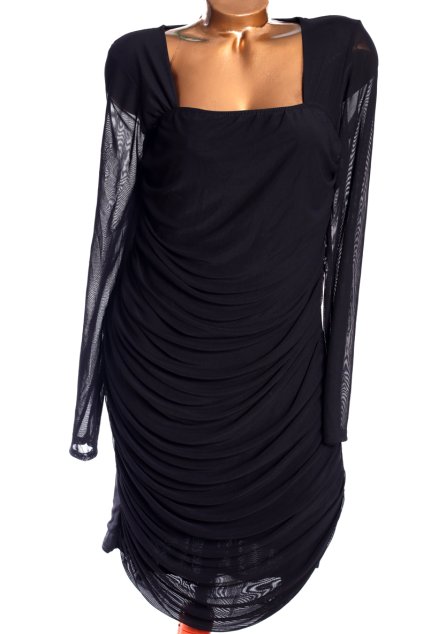 Dámské černé řasené šaty / BOOHOO / (46/) / UK 18 / ANGLIE