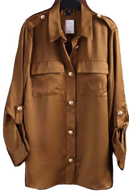 Dámská značková khaki saténová košile / RIVER ISLAND/ XL (46/48) / UK 18 / ANGLIE