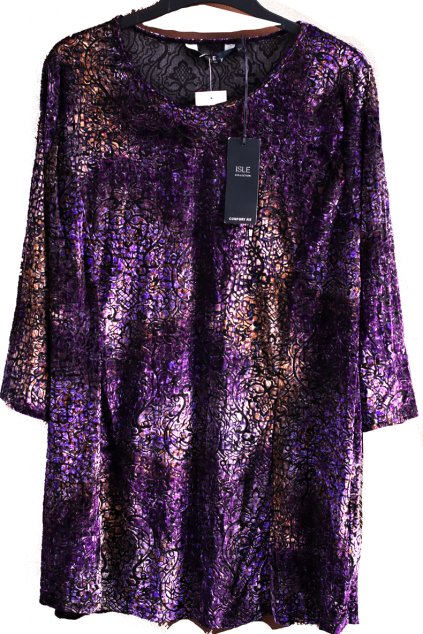 Dámská černo-fialovo-hnědá semišová halenka PC - 1200,- / ISLE / XXXXL (50) / UK 22  / ANGLIE