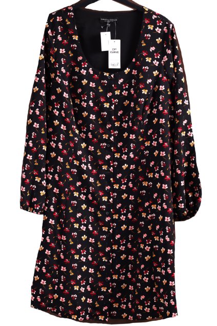 Dámské černé šaty s květy PC - 1500,- / DOROTHY PERKINS / XXXXL (50) / UK 22 / ANGLIE