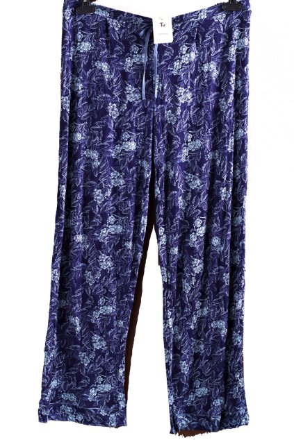 Dámské domácí modré kalhoty s modrými květy / TU / XXXL (46/48) / UK 18 /  ANGLIE