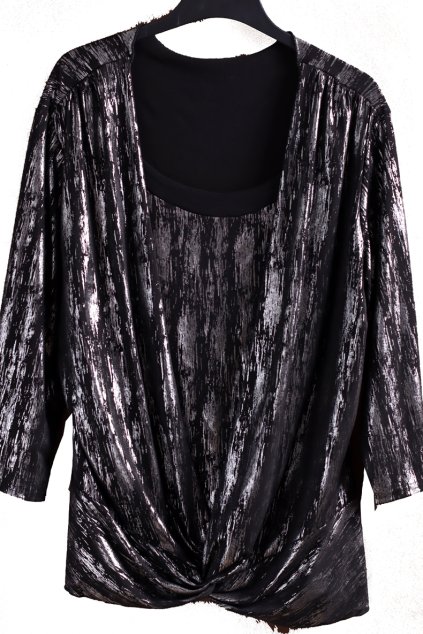 Dámská černá halenka se stříbrnými vzory   / FOREVER/ XXXL (48/50) / UK 20/22 / ANGLIE