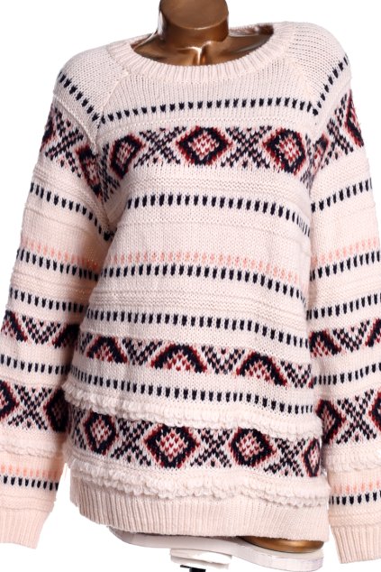 Dámský bílý svetr s vánočním vzorem / TU / XXXXL (50) /  UK 22 / ANGLIE