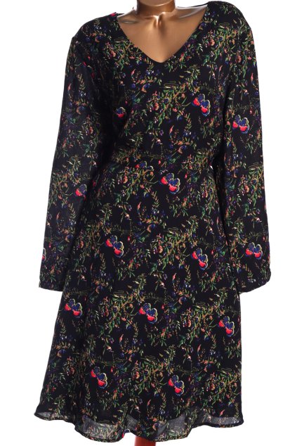 Dámské černé šaty s listovými vzory / ALICE YOU / (52) / UK 24 / ANGLIE