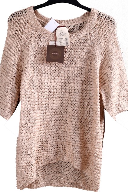 Dámská béžová svetříková halenka s flitry  / SAVOIR  /  XXXL (50) / UK 22 / ANGLIE