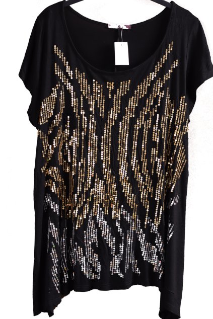 Dámská černá halenka s flitry / EVANS / XXXXL (50/52) / UK 22/24 / ANGLIE