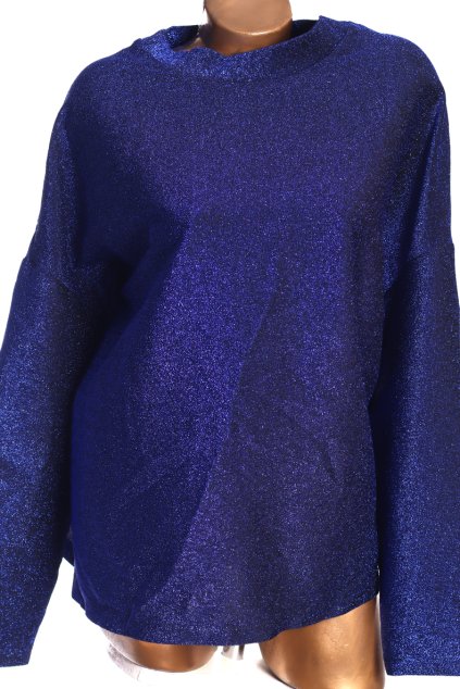 Dámská černá halenka s modrými třpytkami  / TU /  XXXXL (52) / UK 24 /  ANGLIE