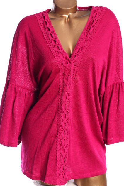 Dámský fialový  svetříkový přehoz s krajkou / GEORGE / XXXXL (50) / UK 22 /  ANGLIE