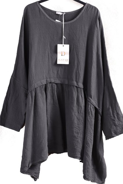 Dámská  šedá vaflovaná tunika / MADE IN ITALY / XXXXL (58/60) / UK 30/32 / ANGLIE