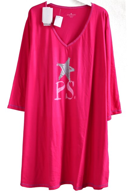 Dámská malinová noční košile s hvězdou  / PRETTY SECRETS / XXXXL (56/58) / UK 28/30 / ANGLIE