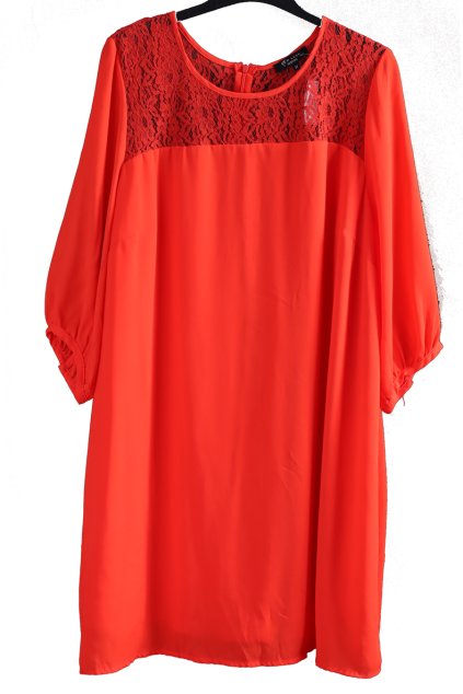 Dámská korálová tunika s krajkou/ NEW LOOK / XXXL (50) / UK 22 / ANGLIE