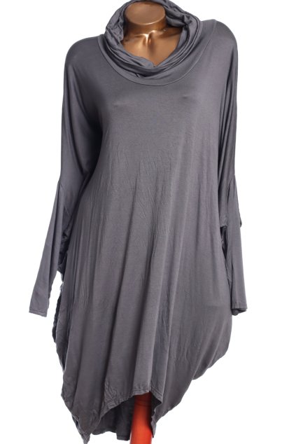 Dámské šedé rolákové pončo  / oversize