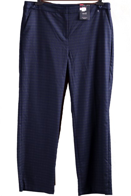 Dámské modro-šedé pruhované kalhoty / M&S wide leg / XXL (46) / UK 18 / ANGLIE