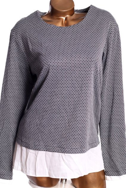 Dámská černo-bílá teplá vzorovaná halenka 2v1 s košilí /  / XXXL (48/50) / UK 20/22 / ANGLIE