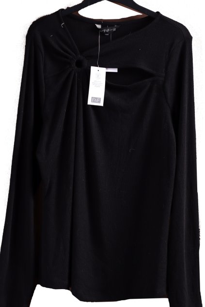Dámská žebrovaná černá halenka / F&F / XXXL (50) / UK 22 / ANGLIE