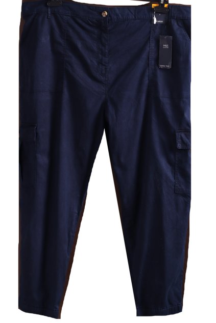 Dámské tmavě modré kapsové kalhoty / M&S / XXXXL (52) / UK 24 / ANGLIE